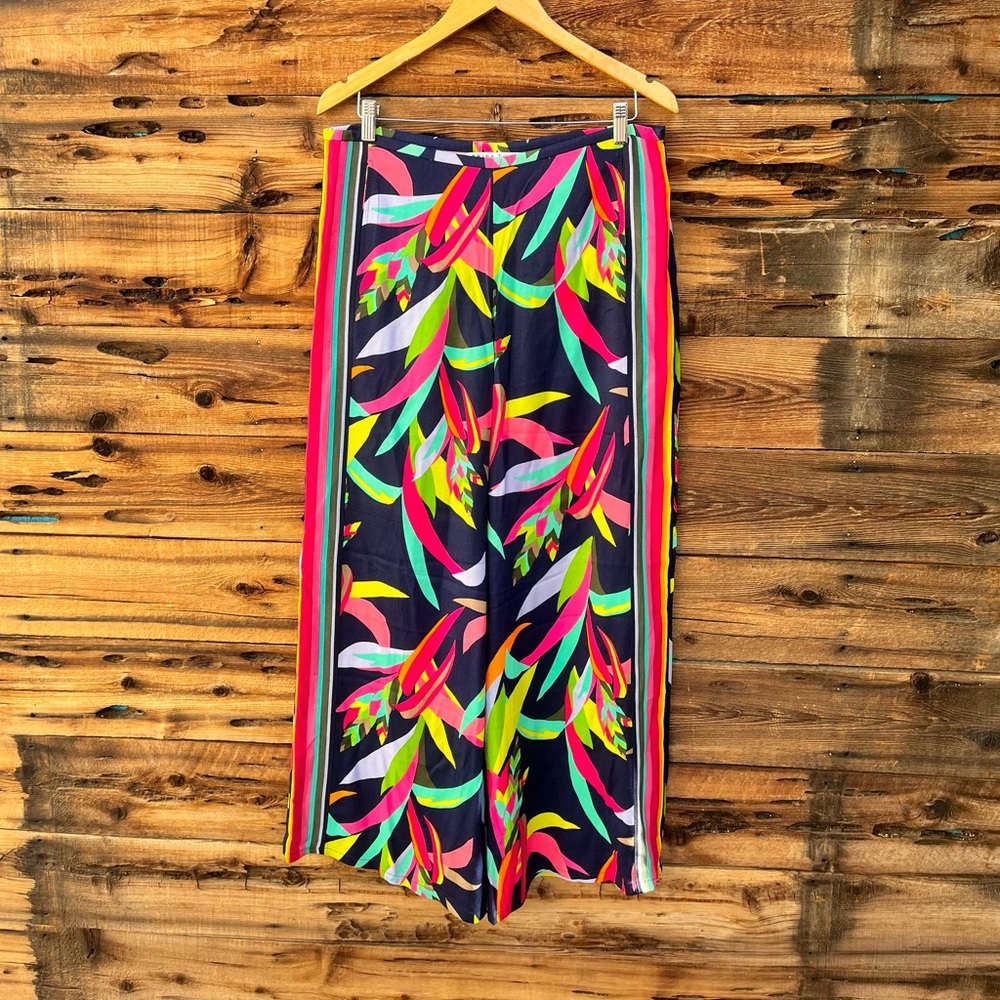 TRINA TURK | Colorful Floral Wide-Leg Pants L